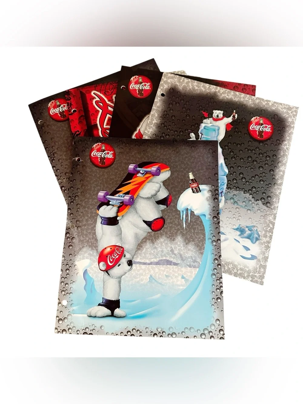 Coca-Cola Polar Bear Vintage 90s School Notebook Folders Lot of (5)
